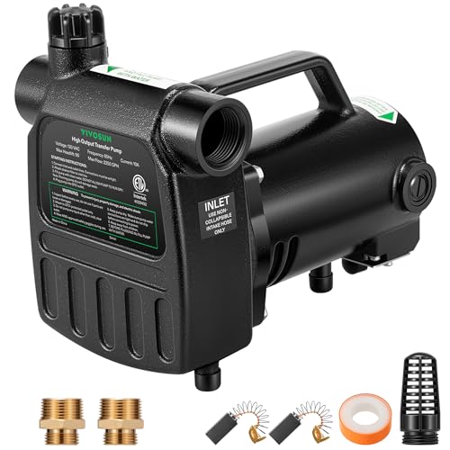 VIVOSUN 1HP Water Transfer Pump, 2700GPH Cast Iron Casing Utility Pump - size: 16"×8"-2700 with ON/OFF Switch