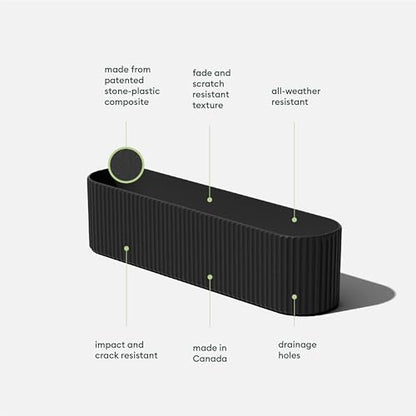 Veradek Demi Series Window Box Planter - Round Outdoor Planter - color: Black, size: 36 inch
