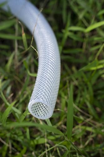 1/2" ID x 3/4" OD - 25 Ft High Pressure Braided Clear PVC Tubing Flexible Vinyl Tube, Heavy Duty Reinforced Hose Tubing, BPA Free and Non Toxic - size: 1/2" ID x 3/4" OD, style: 25 Ft