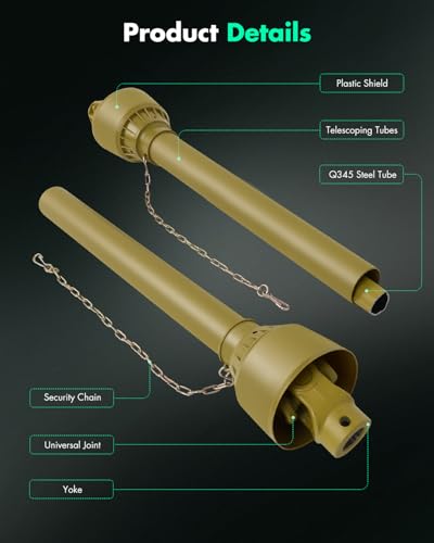 SCITOO Yellow 39"-63" PTO Shaft, 1-3/8" PTO Drive Shaft - color: Yellow, size: 39"-63"