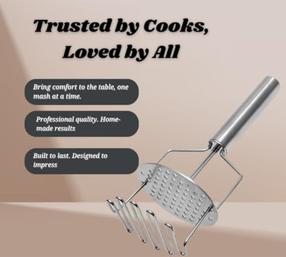 Double-Layer Stainless Steel Potato Masher - InfyniteShores | Smooth Perfection | Effortless Press | Kitchen-Grade Durability