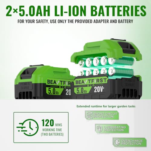 12" Cordless Weed Wacker String Trimmer with 2X 5.0ah Battery and Charger - color: Bright Green