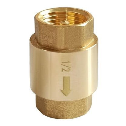 Uenede Brass 1/2 Inch NPT In-line Spring Check Valve, 1PCS - size: 1/2"NPT