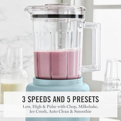 Martha Stewart 50oz Countertop Blender, 3 Speeds, 5 Presets, Sky Blue - color: Sky Blue