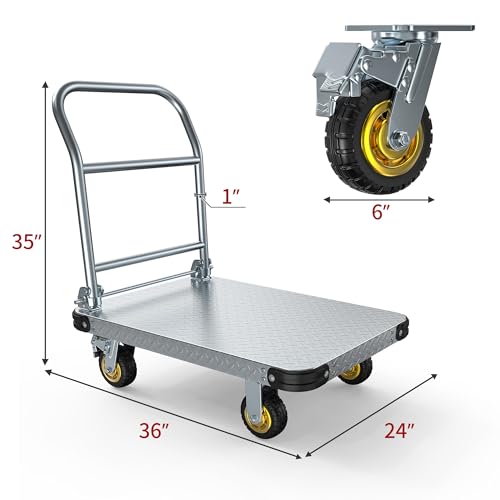 YITAMOTOR 2000 LBS Heavy Duty Platform Truck Push Cart Dolly (36" x 24")