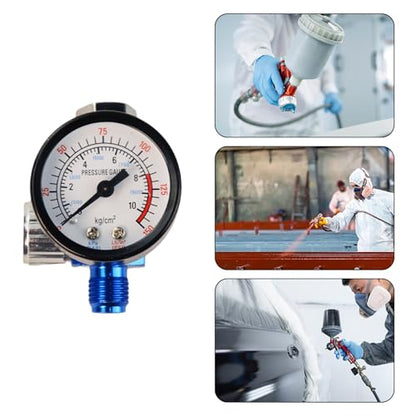 Flylin 1/4 Inch Spray Gun Air Inlet Pressure Regulator Valve with Gauge