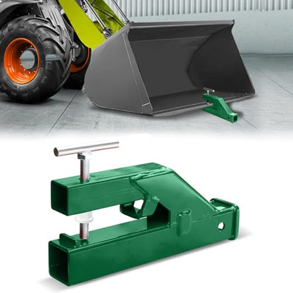 Clamp On Trailer Hitch Receiver 2 Inch Ball Mount Adapter for Tractor Bucket Fits All 2" Hook Inserts,Green