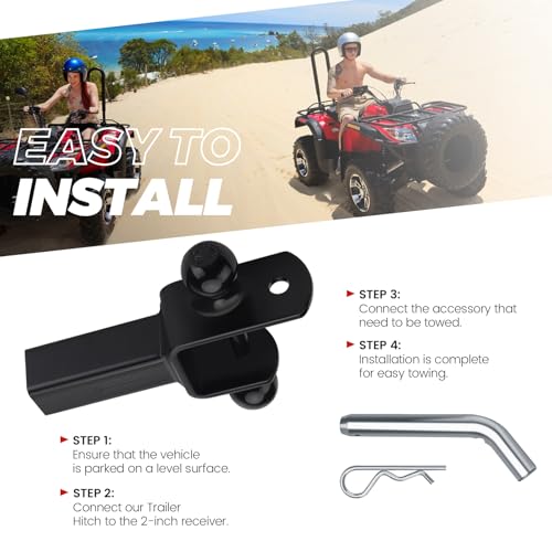 ATV/UTV Dual Ball Trailer Hitch Receiver Hitch Towing Ball Mounts 5000 LBS GTW-Multi Hitch,2 Inch & 1-7/8 Inch Ball,Fits 2-inch Receiver,1-inch Rise,3-in-1 ATV/UTV Multi-Hitch with Pin by Beaquicy