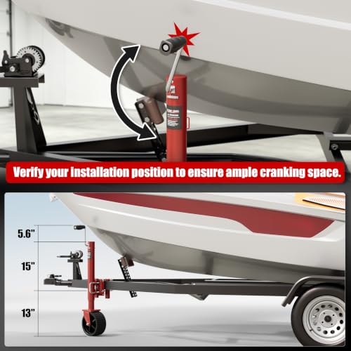 2000 lbs Swivel Trailer Jack, with 8" Upgraded Jack Wheel,13" Lift - color: Red