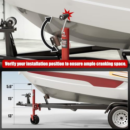 2000 lbs Swivel Trailer Jack, with 8" Upgraded Jack Wheel,13" Lift - color: Red