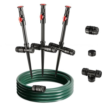 Flexible Sprinkler System, Above Ground DIY Irrigation Kit - color: 3Pack+30Ft