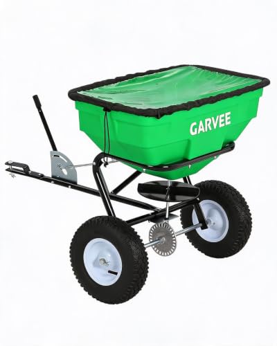 Heavy Duty 125L Tow & Pull Behind Broadcast Spreader, 9.8FT Spreading Width - color: Green 125L