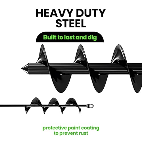 K-Brands Auger Drill Bit for Planting 2 Pack 1.6" x 16" & 3.5" x 16" Set | Garden Spiral Hole and Bulb Planter Tool for Umbrella Holes - Compatible with 3/8 Inch Hex Drive - size: 1.6 x 16 Inch + 3.5 x 16 Inch