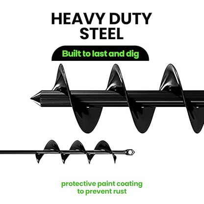 K-Brands Auger Drill Bit for Planting 4 Pack 1.6 x 16 Inch & 3.5 x 16 Inch Set – Garden Spiral Hole and Bulb Planter Tool for Umbrella Holes - Compatible with 3/8 Inch Hex Drive - size: 1.6 x 16 Inch + 3.5 x 16 Inch (Pack of 2)