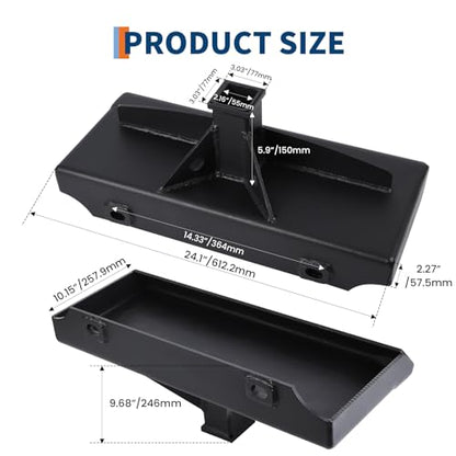 Mini Skid Steer Attachment Plate with 2" Receiver Compatible with Boxer Ramrod Toro Dingo Ditch Witch Finn Thomas,Black