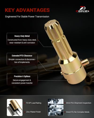 PTO Extender for Tractor, 1-3/8" 6 Spline Male to Female, 70HP