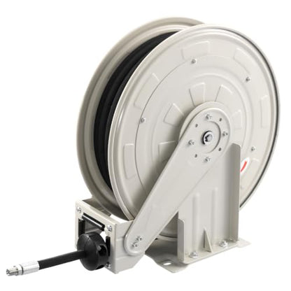 VEVOR Fuel Hose Reel, 1/4" x 50', Extra Long Retractable Grease Hose Reel, Spring Driven Auto Swivel Rewind, Heavy-Duty Carbon Steel Construction with Hose for Auto Repair, Heavy Industries, 5800 PSI - size: 1/4" x 50'