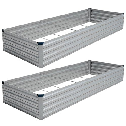 Vengarus 2PCS 10x3x1ft Galvanized Raised Garden Beds Kit,Planter Box Silver - color: Silver, size: 10x3x1FT(2PCS)