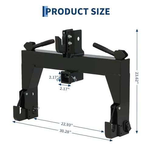 3-Point Tractor Quick Hitch Adapter, Class 1 & 2, 2" Receiver, 300-Pound - color: Black