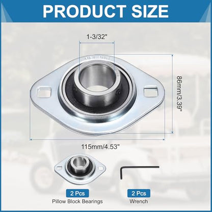 uxcell 2Pcs SBPFL206-18 Pillow Block Bearings 1-3/32" Bore Bearing Units Steel Flange Mounted Bearing Housing with Wrench - size: SBPFL206-18 (1-3/32 ID)