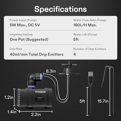 VIVOSUN FlexFeed Drip Irrigation Kit, 4W Automatic Irrigation System - style: Drip Irrigation Kit Only for Vgrow