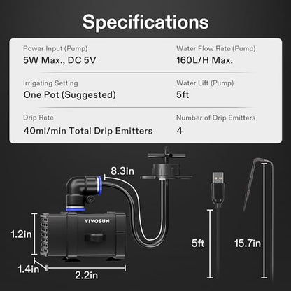 VIVOSUN FlexFeed Drip Irrigation Kit, 4W Automatic Irrigation System - style: Drip Irrigation Kit Only for Vgrow