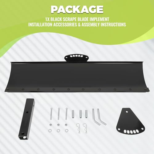 KUAFU 3-Point 48 Inch Scrape Blade Implement 2 Inch Reciever Compatible with ATV UTV Rear Grading Blade Attachment Angle Adjustment Adjusts 0 7.5 or 15 Degrees