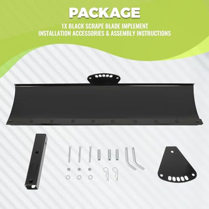 KUAFU 3-Point 48 Inch Scrape Blade Implement 2 Inch Reciever Compatible with ATV UTV Rear Grading Blade Attachment Angle Adjustment Adjusts 0 7.5 or 15 Degrees