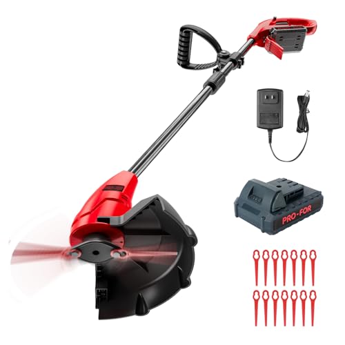 20V Lightweight Stringless Grass Trimmer, Battery Powered Weed Eater, Cordless Electric Weed weedwacker with Battery and Charger