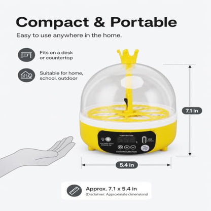 Luqeeg Mini Egg Incubator, Temperature Control Digital Incubators, 4 Eggs Candler Poultry Hatching Machine Eggs Poultry Hatching Machine for Chickens Ducks Pigeons (Manual Turning)