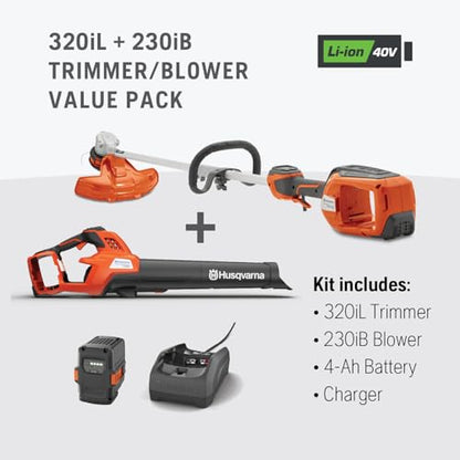 Husqvarna 320iL String Trimmer and 230iB Leaf Blower Bundle, Outdoor Tools - size: 320iL + 230iB Kit