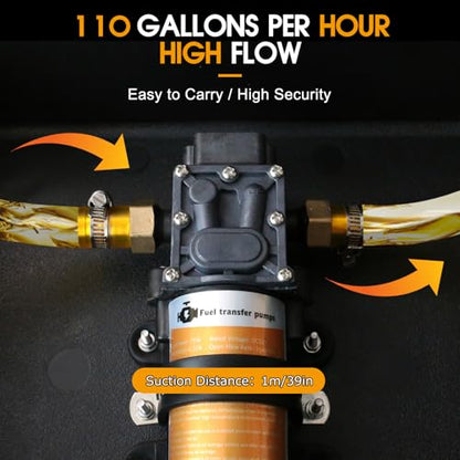12V Electric Fuel Transfer Pump 110GPH Gasoline Transfer Pump Set - color: 110GPH, size: PRO SET