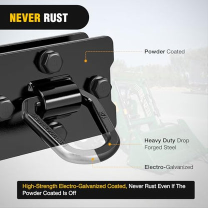 Nilight 1/2" Heavy Duty Trailer D Ring Tie Down Anchors with Backing Plates - color: Black, size: D Ring
