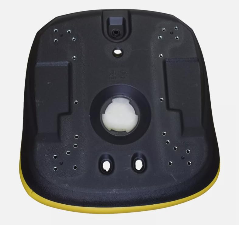 High Back Compact Tractor Seat Compatible with John Deere; Yellow Waterproof Vinyl; includes Flip-up Arm Rest and Drain Hole: Please check your bolt-hole patterns