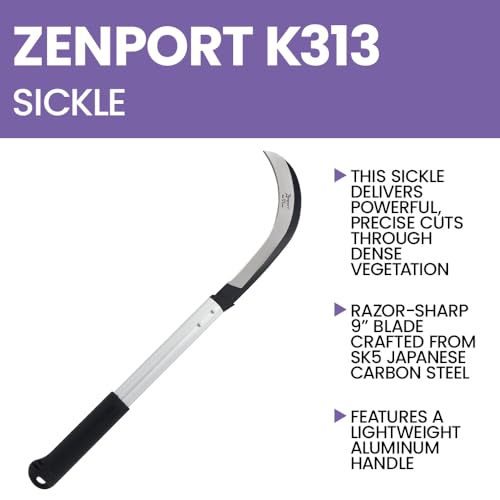 Zenport K313 Harvest Sickle, Carbon Steel Blade/Aluminum Handle