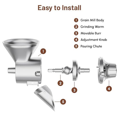 HOZODO Grain Mill Attachment for KitchenAid Stand Mixer, All Metal