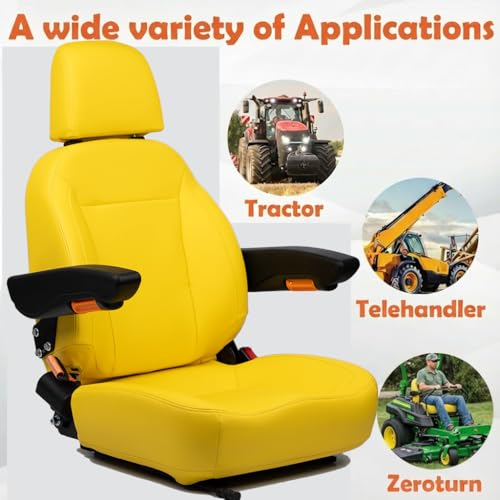 SEATIN Universal Tractor Seat, Zero Turn Mower Seat (yellow) - color: yellow