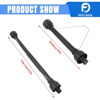 39"-55" PTO Drive Shaft, 6 Spline Round End T4 Cross Shaft Driveline