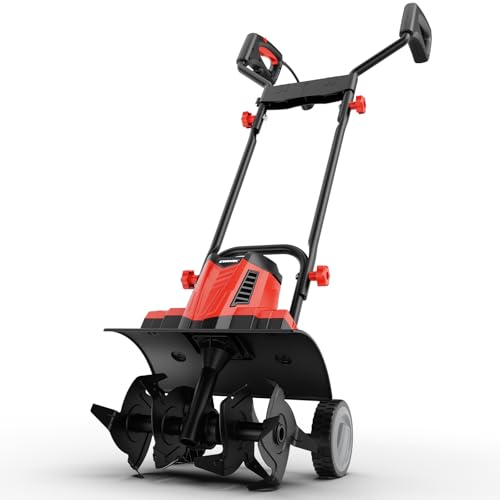 EWORK 10Amp Corded Electric Tiller, 14" Heavy Duty Rototiller