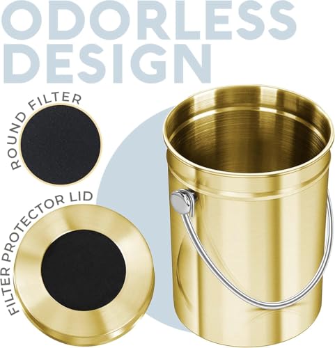 Epica Kitchen Compost Bin for Kicthen Countertops, 1.3 Galllon - Gold - color: Gold