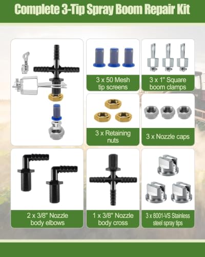 Spray Boom Repair Kit with 8001-VS Spray Tips, 3/8" Nozzle BodiesElbows