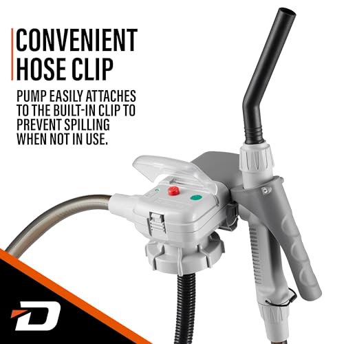Deway AA Battery Gas Pump Automatic Fuel Transfer with Trigger Nozzle & PVC Hose - 2.4 GPM Siphon Pump for Gasoline, Diesel, Kerosene, Gas Cans, Generators, Lawn Mowers, Boats, ATVs - style: Hand Trigger Nozzle w/ PVC Hose