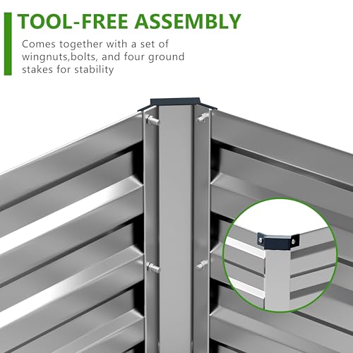 2PCS 8x4x1ft Galvanized Raised Garden Bed,Outdoor Planter Box Metal Patio Kit Planting Bed for Vegetables Flowers Herb,Silver - size: 8x4x1(2PCS), style: Sliver