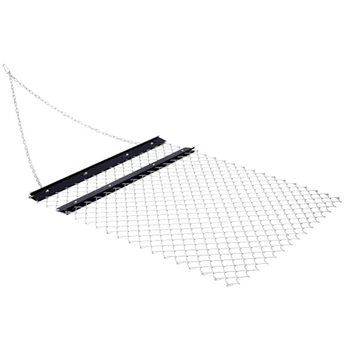 Steel Chain Drag Harrow, 4' x 5' ATV Tractor Harrow, Adjustable Tow Behind Field Yard Lawn Leveling Tool, Perfect for Soil Preparation, Pasture Care, and Seed Bed Grooming