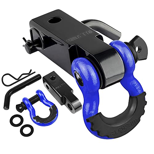 AUTOBOTS Tow Hitch Receiver 2" Shackle Hitch Receiver Blue | 45,000 Lbs Break Strength, with 5/8" Pin, 3/4 D Ring Shackle, Towing Accessories for Truck Jeep Trailer Recovery Off-Road - color: BLUE-BLACK