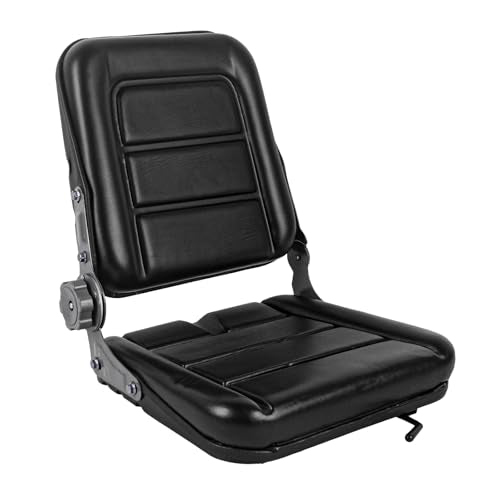 Fold Down Forklift Seat with Adjustable Angle Backrest, PVC Leather Seat with High Resilience Sponge Filling for Mini Digger, Excavator, Loader, Dozers, Tractors - size: Model A