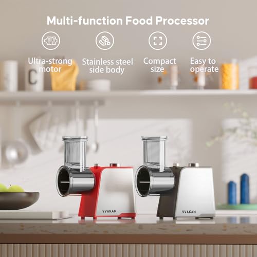 Electric Cheese Grater,300W DC Motor Salad Maker,Electric Slicer Shredder with 5 Different Shapes of Blades,Electric Vegetable Cutter for Potato,Carrot,Black