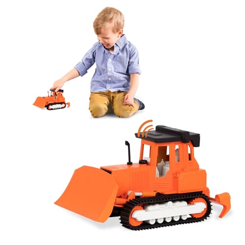 Driven by Battat Bulldozer Toy, 1:24 Scale with Sound, Orange, Trucks - style: Bulldozer