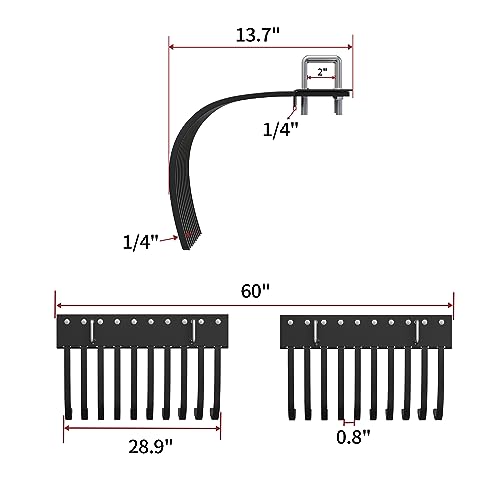 YITAMOTOR ATV/UTV Landscape Rake, Fits for ATV/UTV Manual Implement Lift - style: ATV Landscape Rake Implement