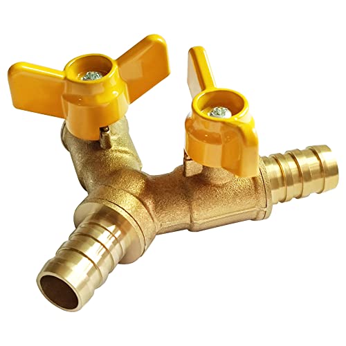Uenede Brass 1/4 Inch Barb Ball Valve with 2-switch 3-way Y-shaped, 1PCS - size: 1/4"-1PCS